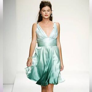 Dina Bar-El S/S 2008 Silk Sleeveless Ombre Turquoise A-line Knee-Length Dress